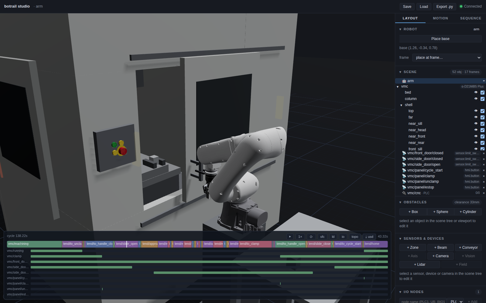 The multi-purpose hand: the fork on the door handle, the gripper and the pin hanging clear