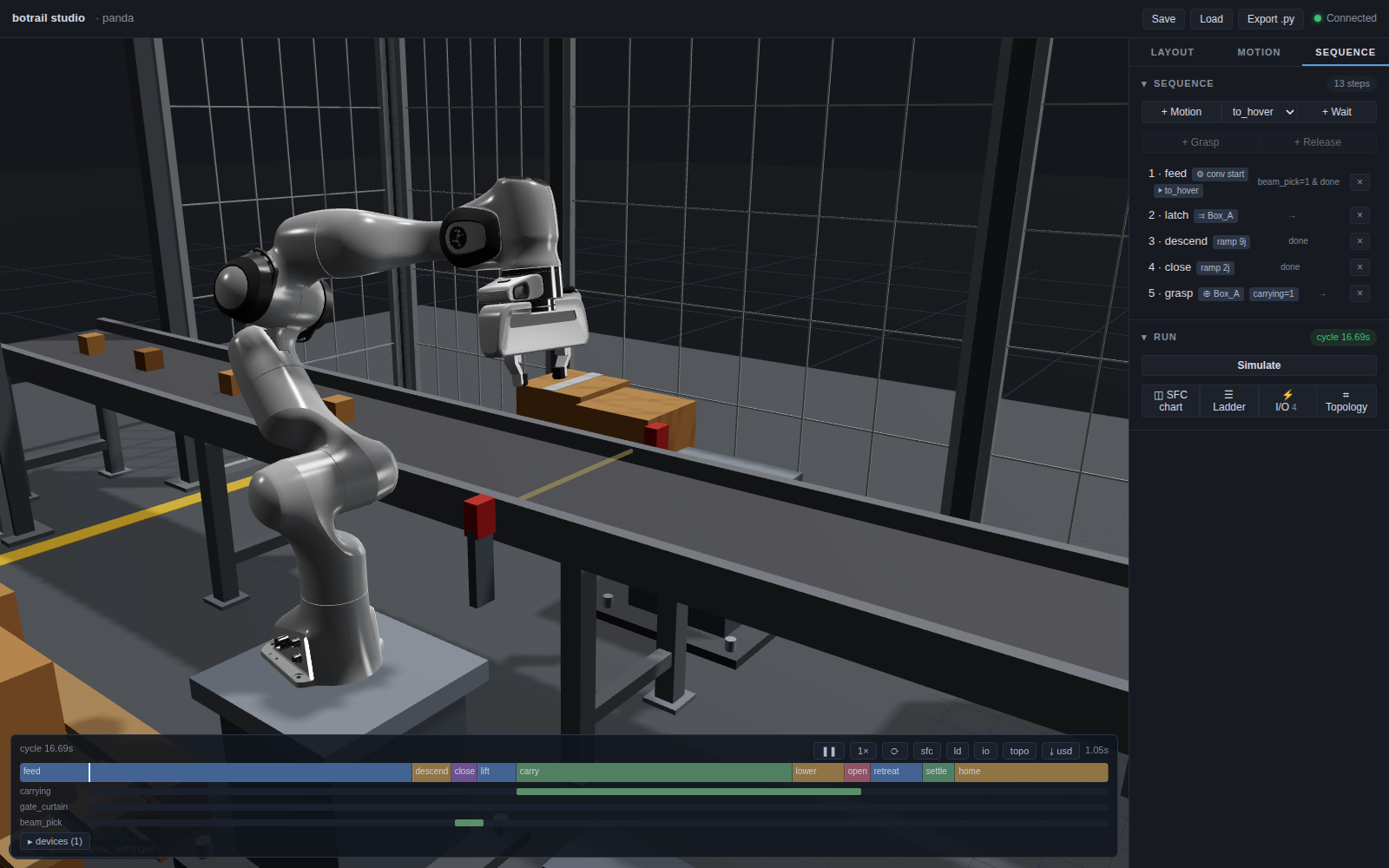 A baked sequence with the timeline dock